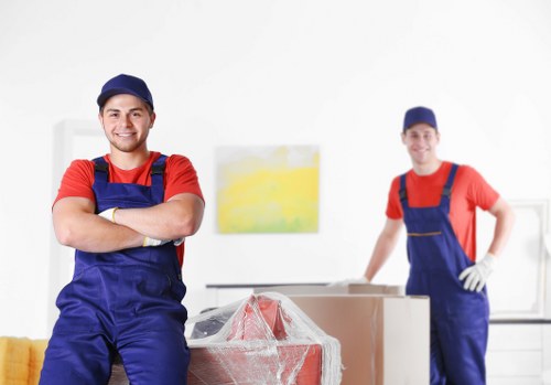 Moving van with recyclable household items prepared for sorting