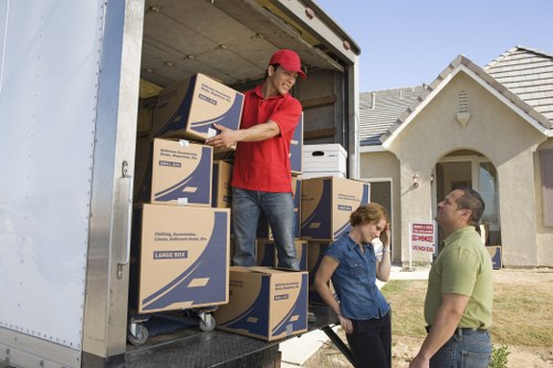 Household items being prepared for transport during a local move