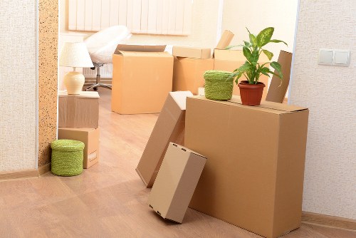 Loading household furniture into a removals van