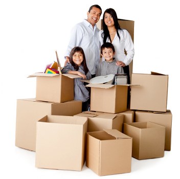 Commercial moving items prepared for transport in a removals van
